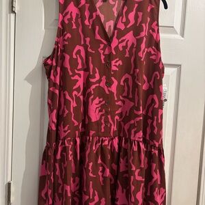 Pink and Brown Sleeveless Dress